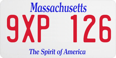 MA license plate 9XP126