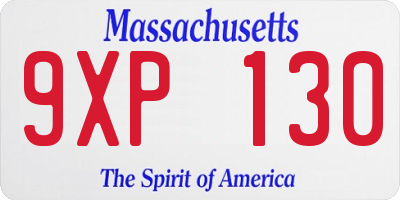 MA license plate 9XP130