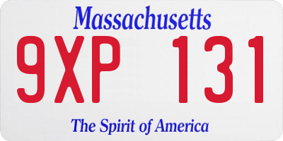 MA license plate 9XP131