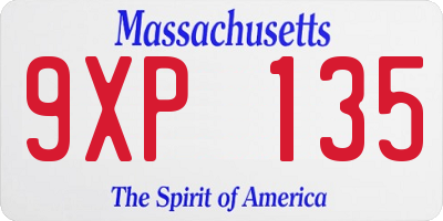 MA license plate 9XP135