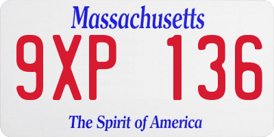 MA license plate 9XP136