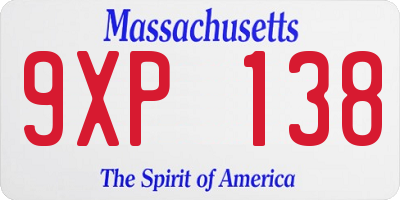 MA license plate 9XP138
