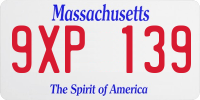 MA license plate 9XP139