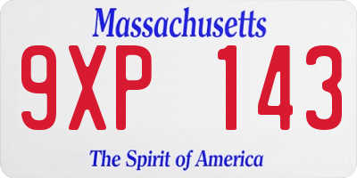 MA license plate 9XP143