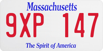 MA license plate 9XP147