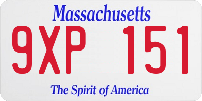 MA license plate 9XP151