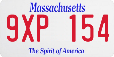 MA license plate 9XP154