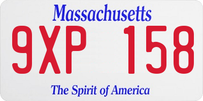 MA license plate 9XP158