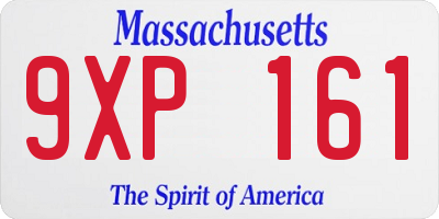 MA license plate 9XP161
