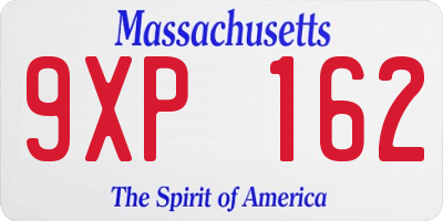 MA license plate 9XP162