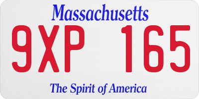 MA license plate 9XP165