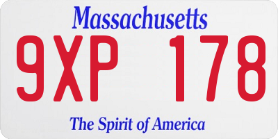 MA license plate 9XP178