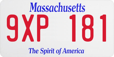 MA license plate 9XP181