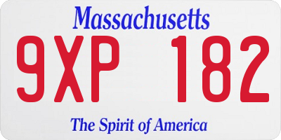 MA license plate 9XP182