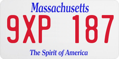 MA license plate 9XP187