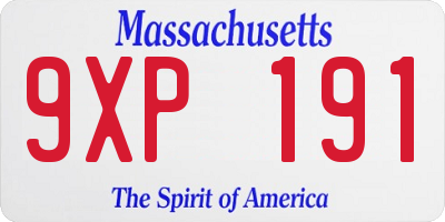 MA license plate 9XP191