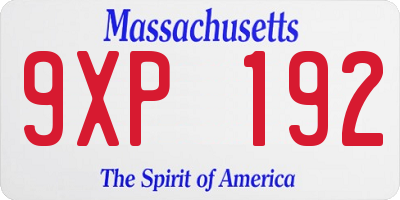 MA license plate 9XP192