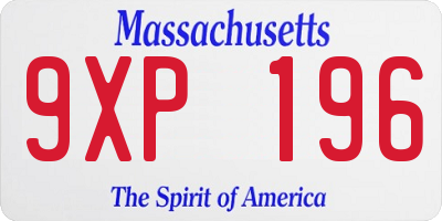 MA license plate 9XP196