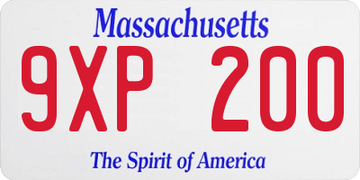 MA license plate 9XP200
