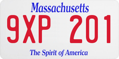 MA license plate 9XP201