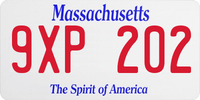 MA license plate 9XP202