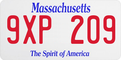 MA license plate 9XP209