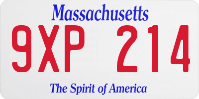 MA license plate 9XP214