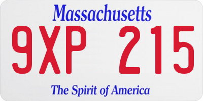 MA license plate 9XP215