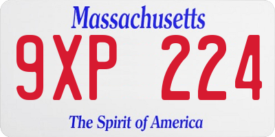 MA license plate 9XP224