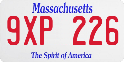 MA license plate 9XP226