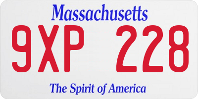 MA license plate 9XP228