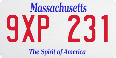 MA license plate 9XP231