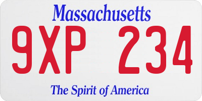 MA license plate 9XP234