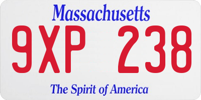 MA license plate 9XP238