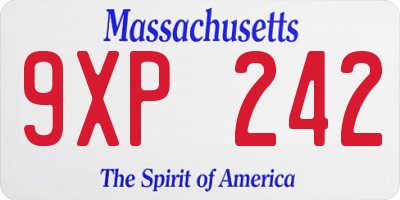 MA license plate 9XP242