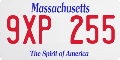 MA license plate 9XP255