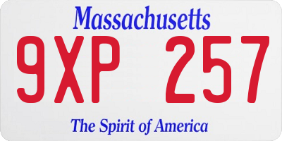 MA license plate 9XP257