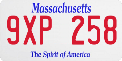 MA license plate 9XP258