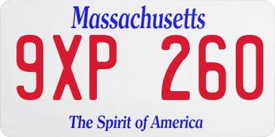 MA license plate 9XP260