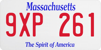 MA license plate 9XP261