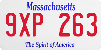 MA license plate 9XP263