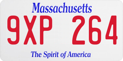 MA license plate 9XP264