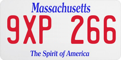 MA license plate 9XP266