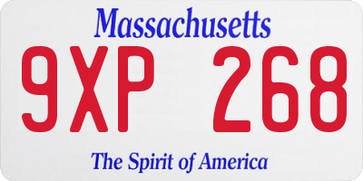 MA license plate 9XP268