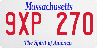 MA license plate 9XP270