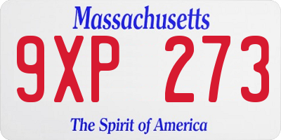 MA license plate 9XP273