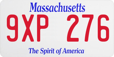 MA license plate 9XP276