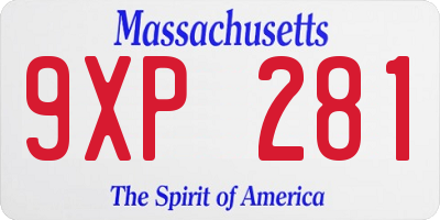 MA license plate 9XP281