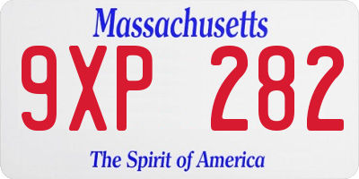 MA license plate 9XP282