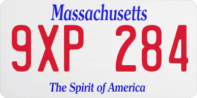 MA license plate 9XP284